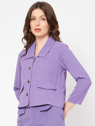 Madame Flat Collar Solid Lilac Blazer