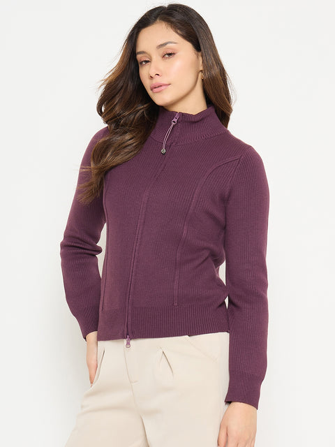 Madame Mock Neck Purple Sweater