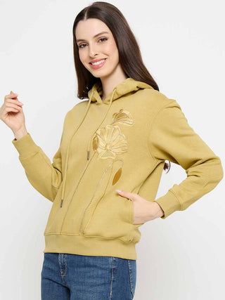 Madame Graphic Print Yellow Cotton Blend Sweatshirt