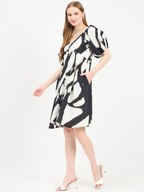 Madame Abstract Print Rayon Blend Midi Dress