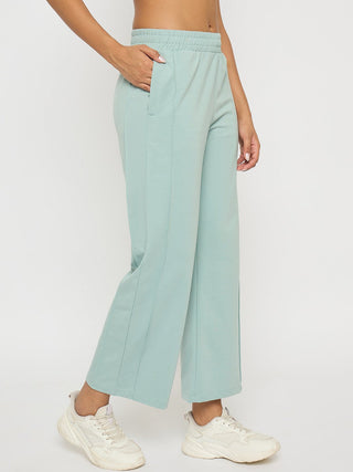 Madame Straight Fit Cotton Blend Mint Green Track Bottoms