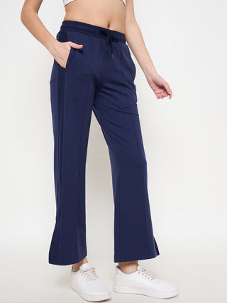 mSECRET Solid Navy Elasticated Waist Flared Loose Fit Track Bottoms