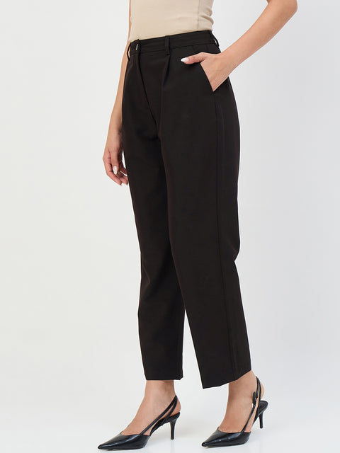 Madame Black Pleated Formal Trousers