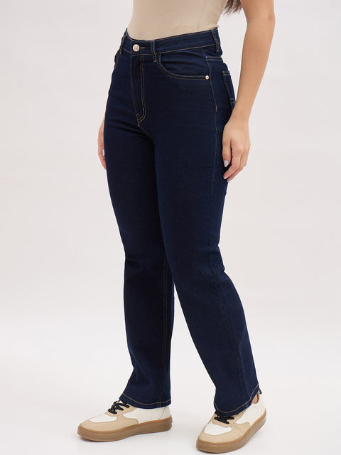 Madame Dark Blue Five-Pocket Straight Fit Jeans