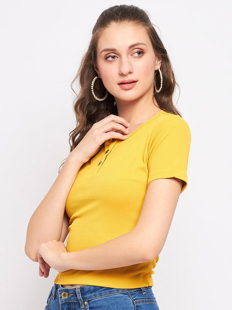 Madame Casual Mustard Cotton Top