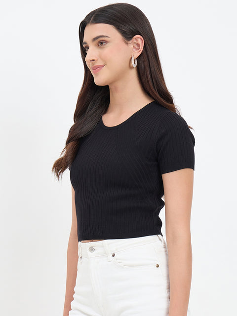 Madame Black Knitted Crop Top