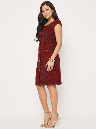 Madame Sleeveless Maroon Sheath Dress