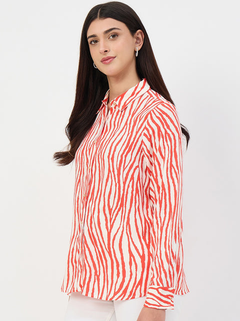 Madame Red Printed Rayon Shirt