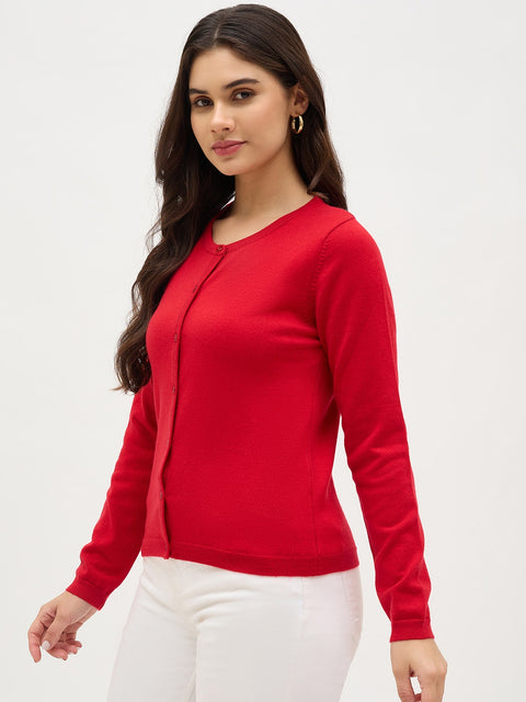 Madame Round Neck Red Cardigan