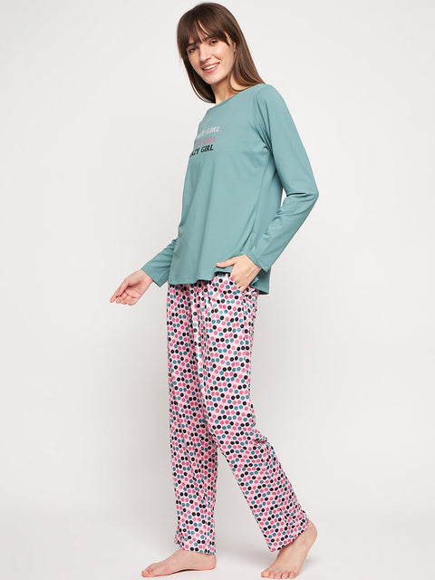 mSECRET Green Printed Nightsuit