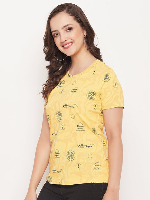 Madame Mustard Printed Regular Fit T-Shirt