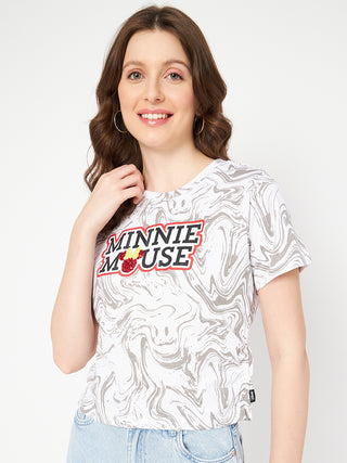 Madame Front and Back Disney Printed Cotton White T-Shirt