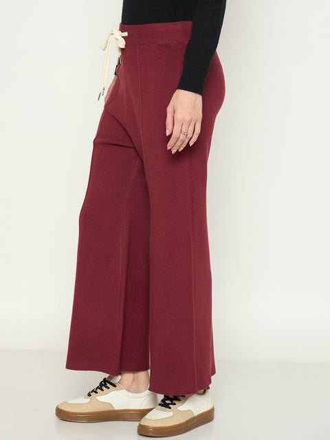 Madame Wine Colour Wide Leg Bottoms