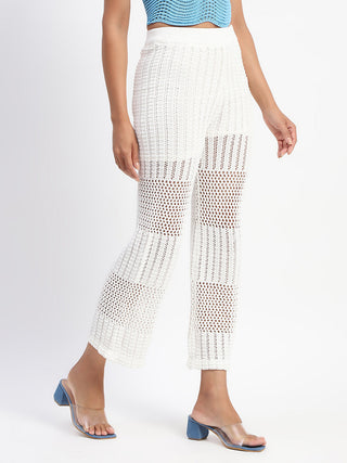 Madame Off- White Cotton Crochet Palazzo