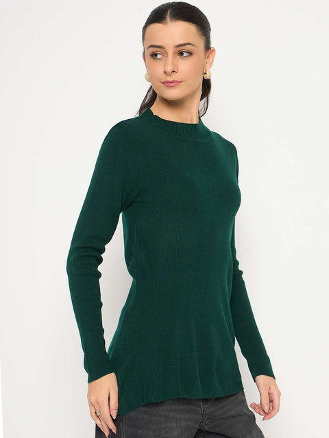 Madame Mock Neck Solid Green Skeeve