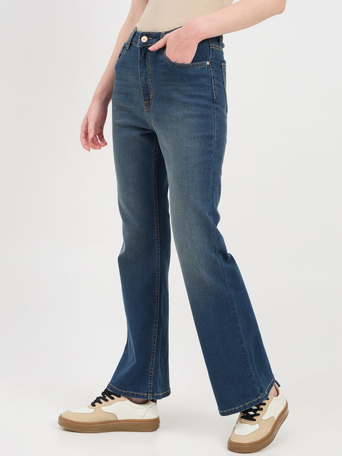 Madame Double Wash Whiskered Flared Denim Jeans