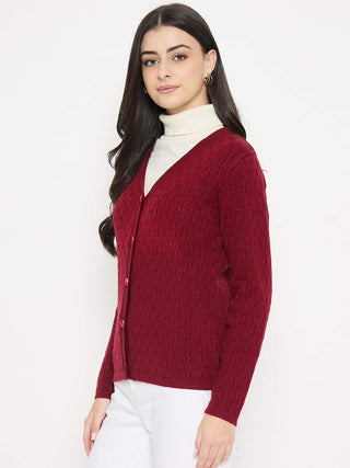 Madame Cable Knit Maroon Cardigan