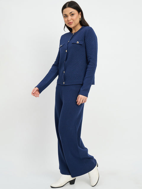 Madame Round Neck Cardigan and Trousers Co-ord Set