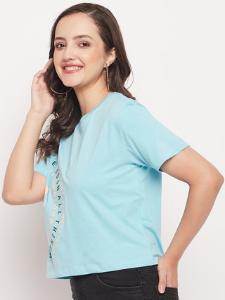 Madame Round Neck Printed Cotton T-shirt