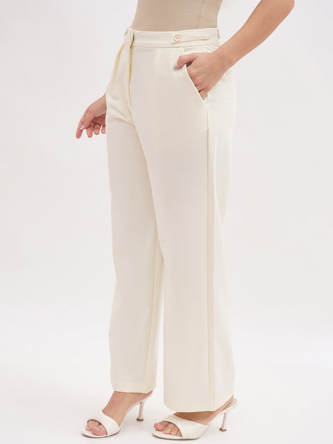 Madame Pleated Beige Korean Trousers