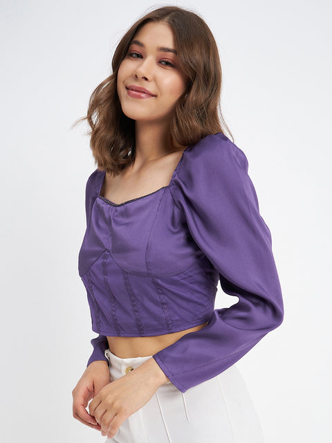 Madame Embellished Detail Corset Style Purple Top