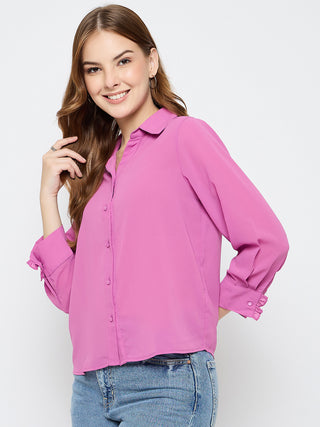 Madame Solid Fucshia Pink Shirt