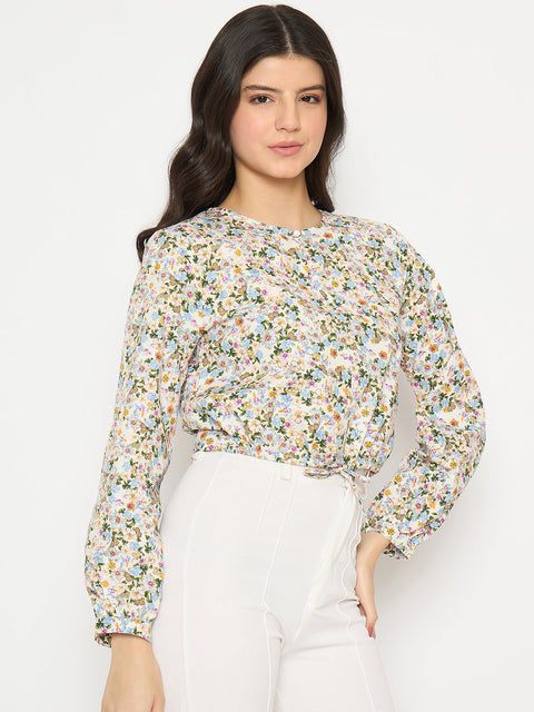 Madame All Over Print Full Sleeve Multicolor Top