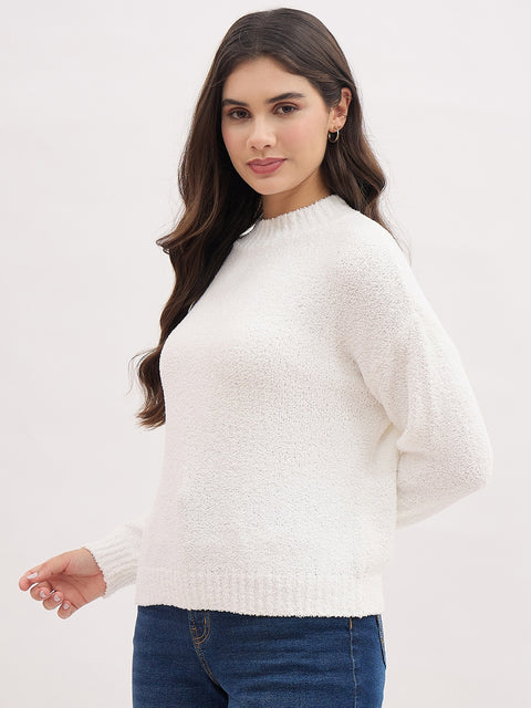 Madame White Basic Pullover Sweater
