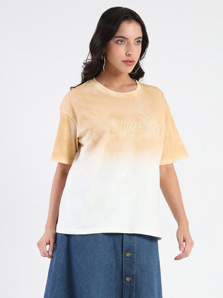 Madame Ombre Loose Fit Peach Oversize Cotton T-shirt