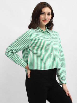 Madame Striped Green Regular Shirt