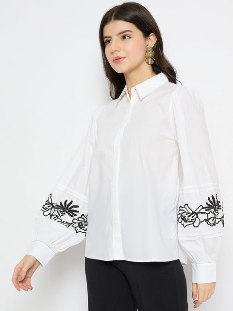 Madame Dori Embroidered White Shirt