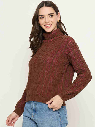 Madame Brown Self Striped Sweater