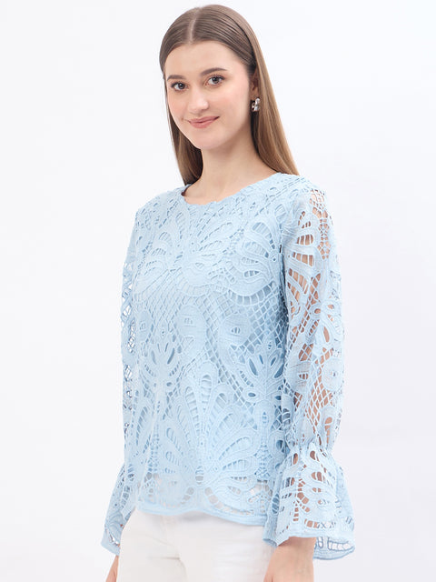 Madame Lace Powder Blue Top