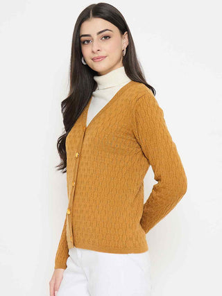 Madame Cable Knit Mustard Yellow Cardigan
