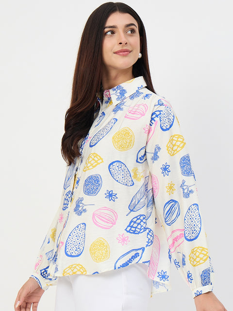 Madame Off-White Printed Viscose-Blend Shirt