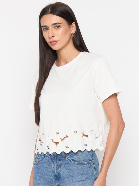 Madame White Puff-Sleeve Cotton Top