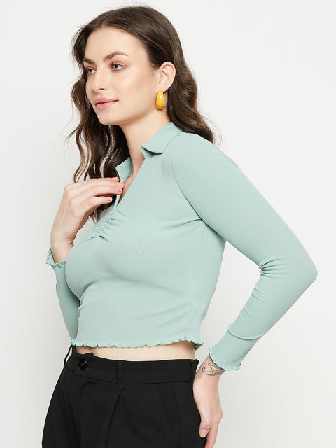 Madame Mint Ribbed Crop Top