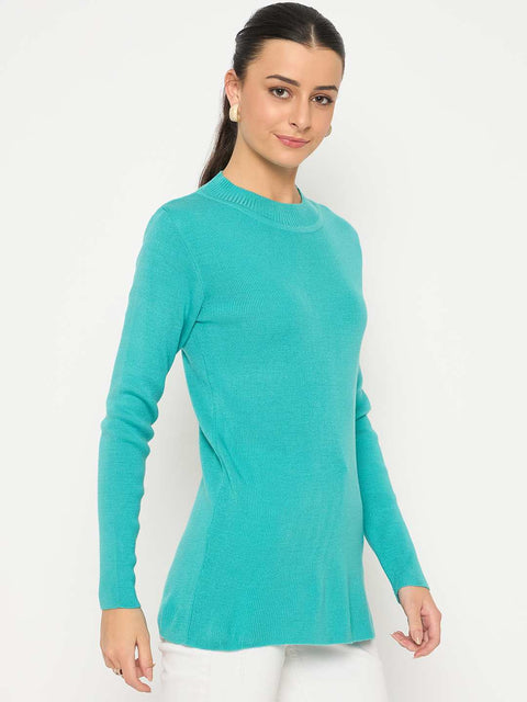 Madame Mock Neck Solid Sea Green Skeeve