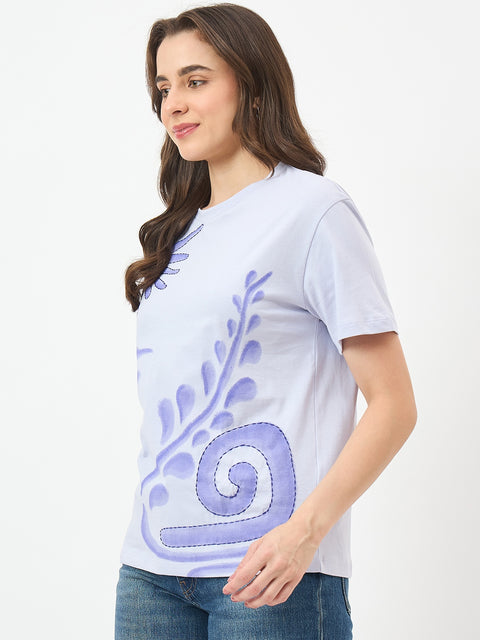 Madame Mauve Cotton Half-Sleeve Top