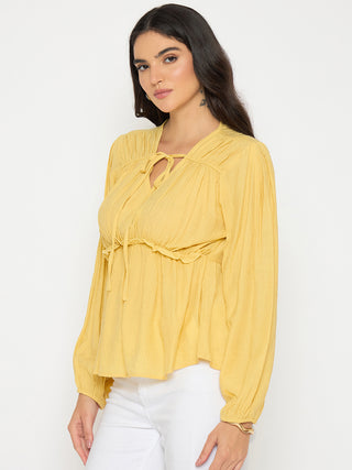 Madame Cinch Waist Yellow Peplum Top