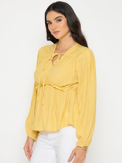 Madame Cinch Waist Yellow Peplum Top