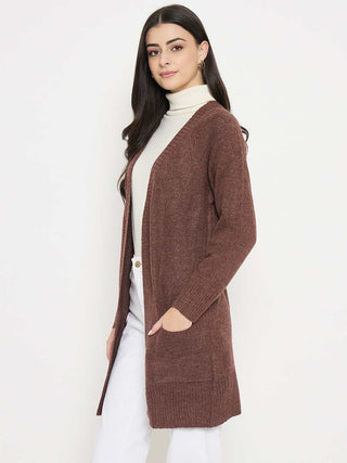 Madame Acrylic Chocolate Brown Long Open Shrug