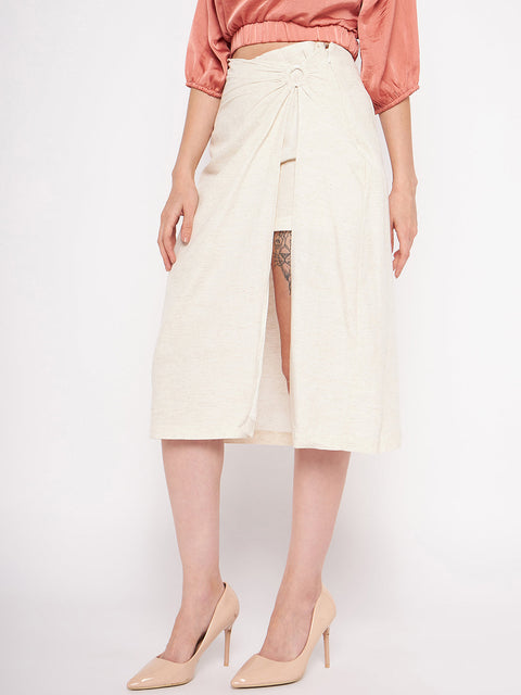 Madame Beige Wrap Cotton Skirt