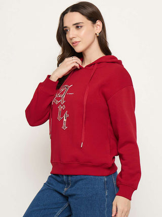 Madame Graphic Print Red Hoodie Sweatshirt