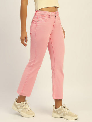 Madame Mid Rise Cotton Pink Denim