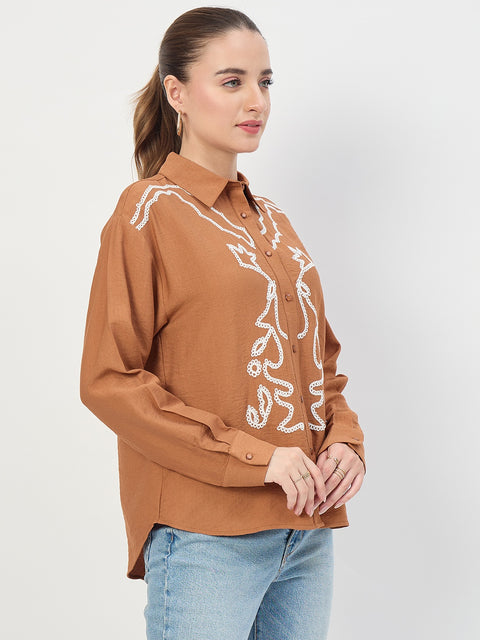 Madame Rust Embroidered Rayon Full Sleeve Shirt