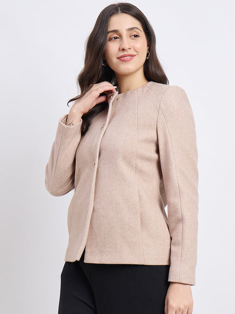 Madame Panelled Dark Beige Short Coat