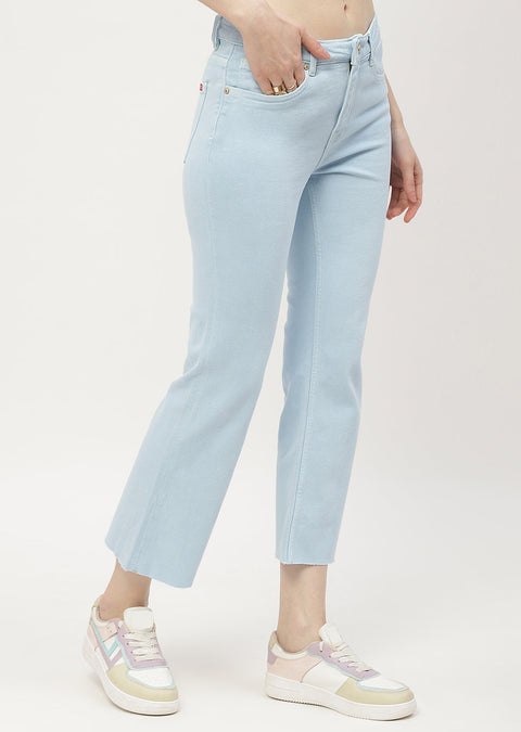 Madame Low Waist Sky Blue Bell Bottom Jeans