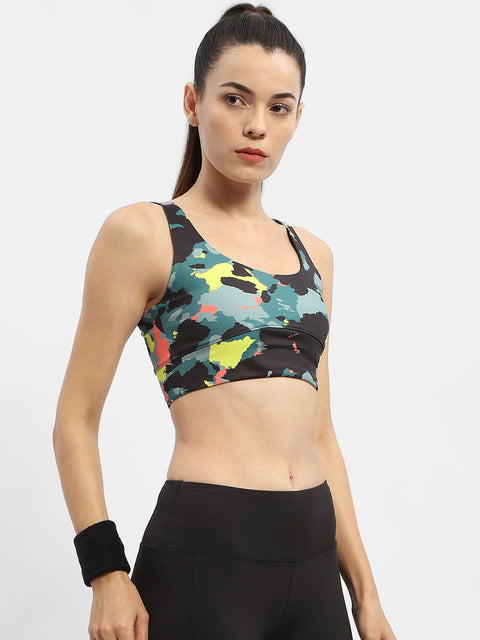 Madame Abstract Print Black Support Back Active Wear Top