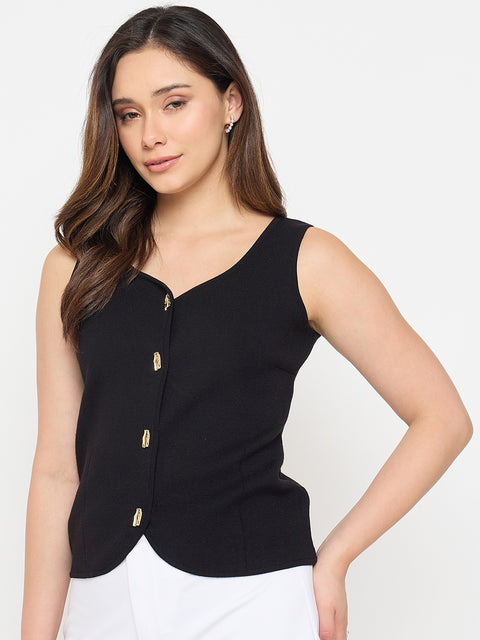 Madame Viscose Blend Black Knit Top